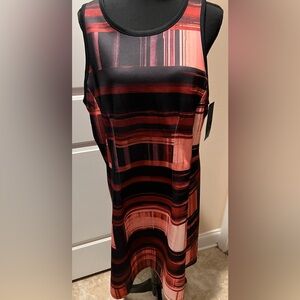 Sleeveless Striped Dress - Red and Black